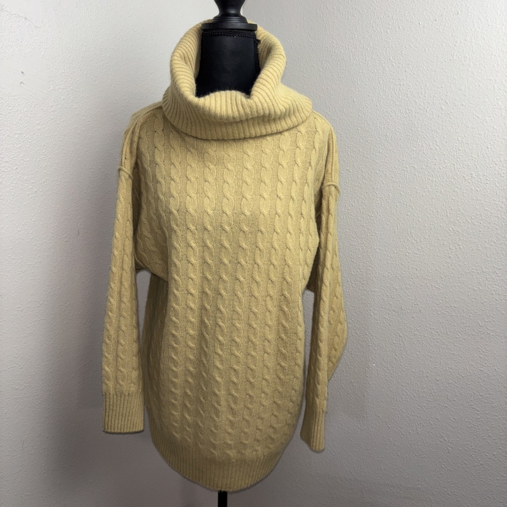 Vintage Mondi Knit Sweater Women's 36 Brownish Yellow Wool Blend Turtleneck
